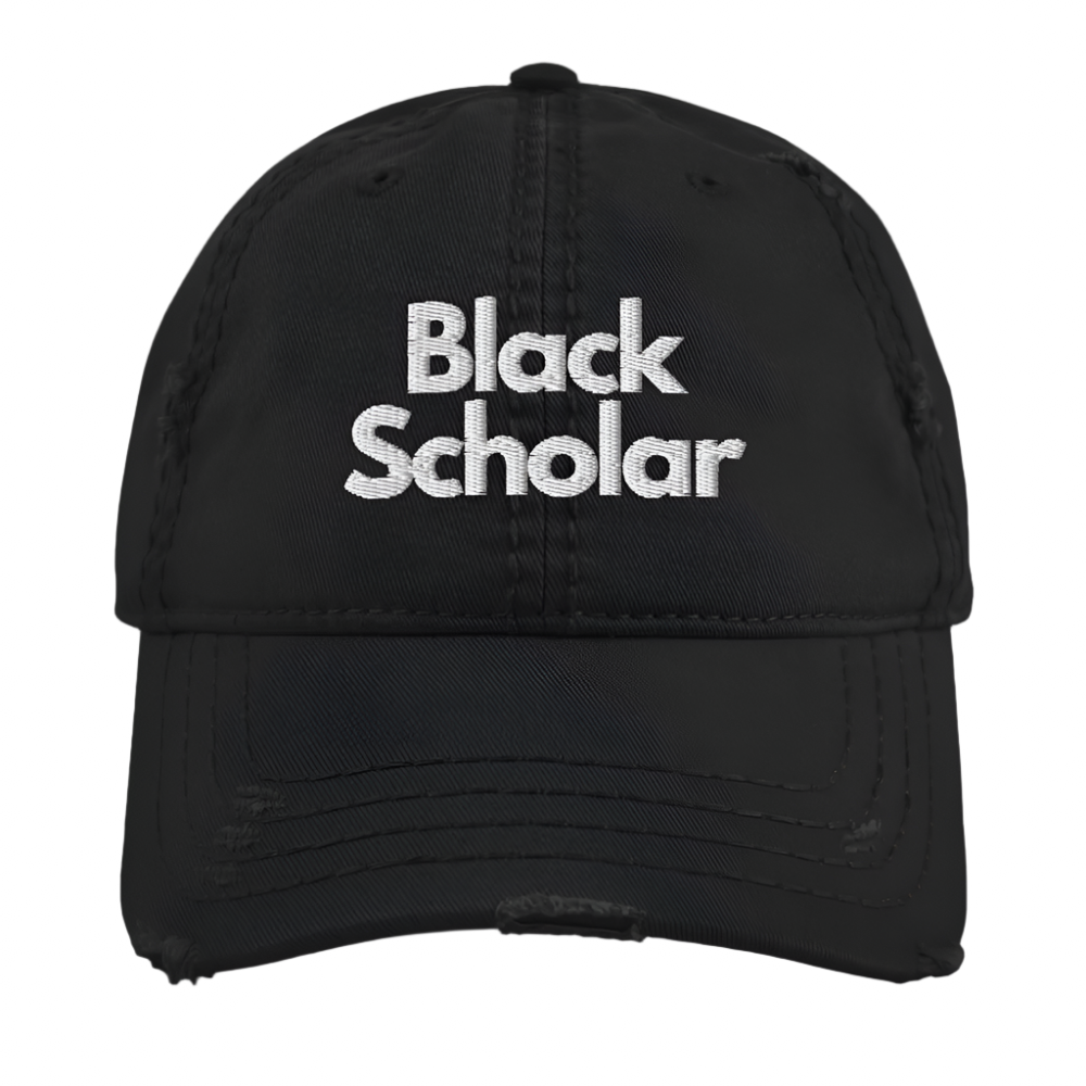 black scholar dad distressed hat