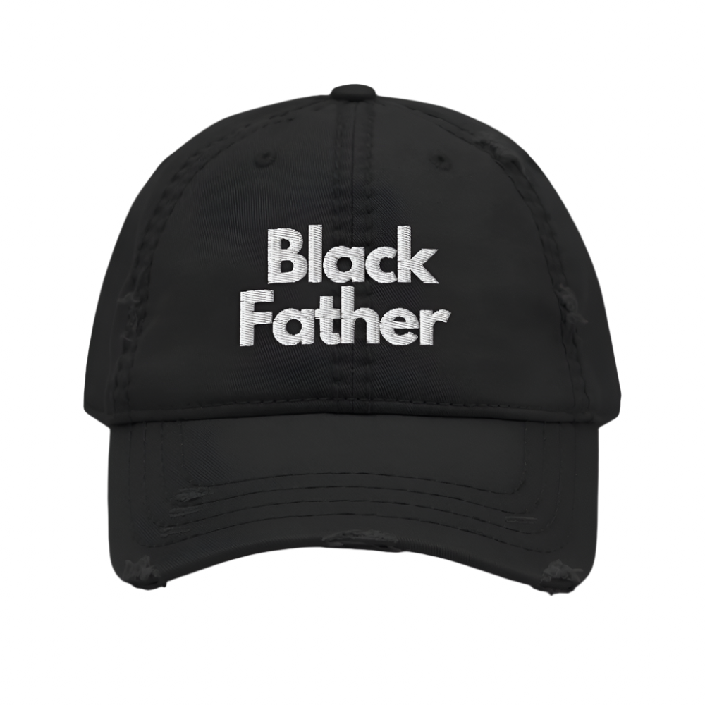Black Father Distressed Dad Hat