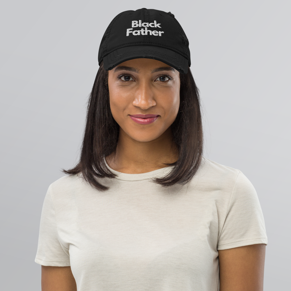 Black Father Distressed Dad Hat